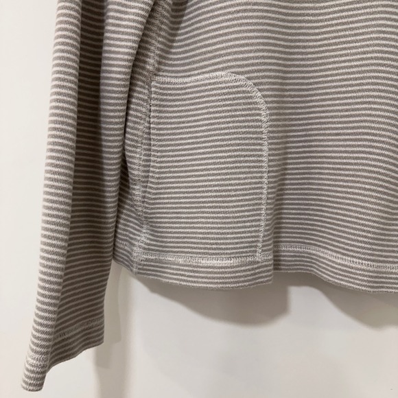 J.Crew Striped Cotton Hoodie Women Medium Grey White Pockets | Coastal Preppy - Picture 3 of 8